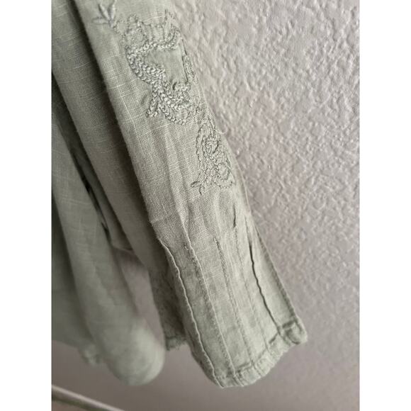 Free People Laurie Embroidered Blouse / Green Tea Leaves - Picture 4 of 6